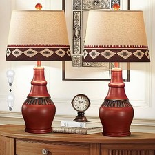 Farmhouse Bedside Western Rustic Table Lamps for Living Room, 2 Piece Set picture