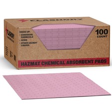 FlashDry Chemical Spill Absorbent Pads, 100 Pads, 17.5