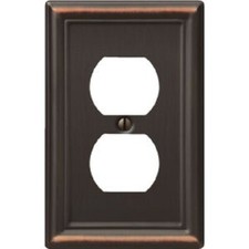 (24)-Amerelle Chelsea 1-Gang Stamped Steel Outlet Wall Plate, Aged Bronze 149DDB picture