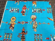 18x22 FQ Vintage Alexander Henry  Kachina Dancers Indian Spears 100% Cotton picture