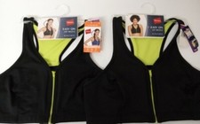 2 Pack Black & Neon Hanes HC32 Easy On Zip Front Wireless XX-Large High Support picture