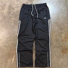 Vintage Adidas Baggy Track Pants Black Y2K 3-Stripe Loose Fit Mens Size L picture