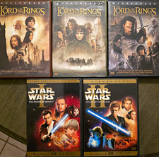 Lord of the Rings Trilogy + Star Wars Episodes 1 & 2 DVD Lot 5 Movies picture