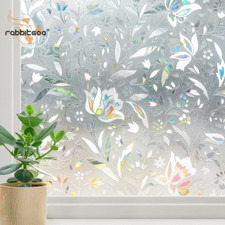 rabbitgoo Decorative Window Film Stained Glass Flower Static Cling Window Tint picture