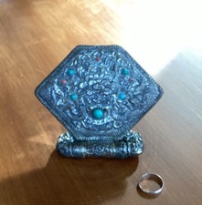 Authentic Vintage 1970’s Tibetan folding shrine mirror (Melong)  from Nepal picture