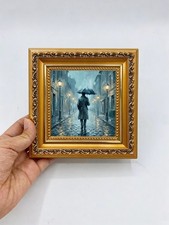 Rainy Night Walk Kitchen Decor Custom Original Oil Painting from photo picture