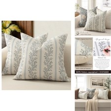 DKwizme Vintage Throw Pillow Covers 22x22 Set 2, Striped Floral Pillow Cover picture