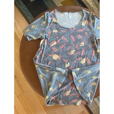 Womens LuLaRoe Perfect T Swing Top Grey Feather Geometric Boho Medium picture