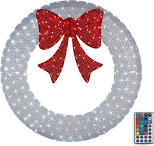 60 Inch Pre-Lit Large Christmas Wreath with 400 LED Multi-Color Lights, Christma picture