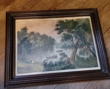 ANTIQUE HUDSON HIGHLANDS RARE 1871 PRINT CURRIER & IVES VTG WOOD PICTURE FRAME picture