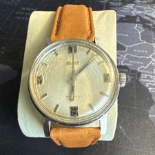 Vintage Elgin Automatic Men's Mechanical Watch Silver Dial Brown Strap 35mm runs picture