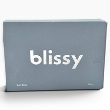 Blissy Silk Pillowcase King Size Ash Blue 100% Pure Mulberry Silk 22 Momme NIB picture