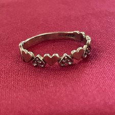 Vintage 10k Yellow Gold Klein Pave Hearts Band Ring Size 7.5 picture