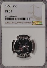 1958 Proof Washington Silver 25¢ NGC PF 69 picture