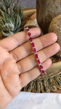 16.00 Ct Natural Ruby Diamond Ladies Tennis Bracelet 14K Real White Gold 7