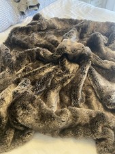 NWOT Restoration Hardware Brown Faux Fur Throw 50” X 62” picture