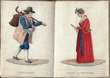 Ca. 1840 Italian Costume Clothing Character Book 30 Hand-Colored Plates picture