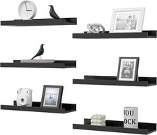 6 Pack Floating Wall Shelves,Wood Wall Mounted Storage Organizer for Decoration picture