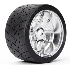 Powerhobby 1/8 Gripper 54/100 Belted Mounted Tires 17mm Chrome Wheels V2 (2) picture
