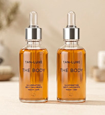2 PACK NWOB Tan-Luxe The Body Self-Tan Drops - Med/Dark -  MSRP $122 1.69oz ea picture