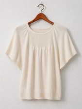 Anthropologie Belle Italy Sweater Top S Ivory Flutter Sleeve Wool Blend Knit picture