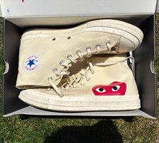 Converse Chuck Taylor All Star High Top Canvas Lace-Up Cream Red Heart Eyes picture