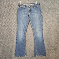 Hollister Co Womens Low Rise Flare Jeans Blue Medium Wash Button Fly Size 22 2 picture