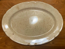 Antique KT&K Co Semi-Vitreous Porcelain Oval Platter 3010 Scalloped Rim picture