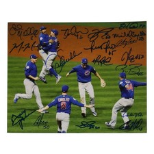 2016 Chicago Cubs World Series Champs Team Signed 8x10 Photo BECKETT COA 17 AUTO picture