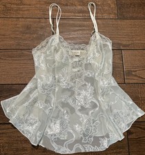 Vtg Victoria’s Secret Sheer Lingerie Ivory Lace Womens Large Cami Gold Label 90s picture