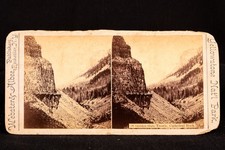 1880s Yellowstone Nat’l Park Cathedral Rock Golden Gate Trestle Stereo Photo V27 picture