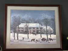 Michel Delacroix La Chasse d'Hiver Large Framed Art Print 35x28.5 Winter Hunt picture