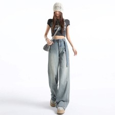Spring and Autumn Retro High-Waist Belt Design Wide-Leg Pants for Women New Loos picture
