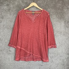 Chico's Shirt Womens 3 Pullover Stretch 3/4 Sleeve Tunic Roll Tab Sleeve- 5292 picture
