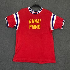 Russell Southern Co T-Shirt size Large Red Kawai Piano Durene Ringer Vintage 50s picture