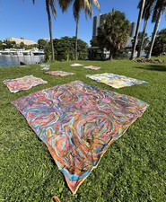 COLE MYERS “PORTABLE BLANKET” ACRYLIC PAINT ON BLANKET 10’ X 10’ MIAMI BEACH picture