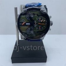 New Diesel DZ7477 Mr.Daddy 2.0 Green Dial Black Stainless Steel Band Men's Watch picture