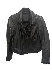 Mauritius Women's Black Leather Biker Jacket Size M picture