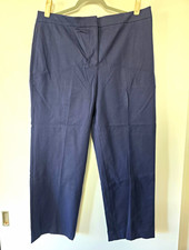 Talbots Women's Navy Straight Ankle Pants Solid Cotton Stretch Flat Front Zip 14 picture
