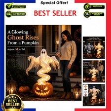LED Swirling Ghost Pumpkin Yard Lamp | Lighted Halloween Garden Decor, Outdoor picture