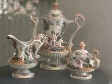 Vintage Capodimonte Italy Demitasse Cherub/Dragon Set Of 3 Tea Set picture