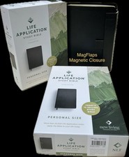NLT MAGFLAP Life Application Study Bible Black Bonded Leather Personal Sz 3rd E picture