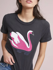 Anthropologie Sol Angeles Swan Graphic T-Shirt NWT Women's Size X-Small XS Tee picture