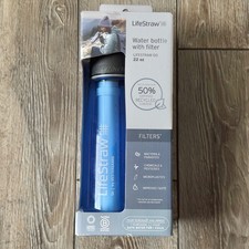 LifeStraw Go 22oz Water Filter Bottle 2-Stage Integrated Filter Straw Blue New picture