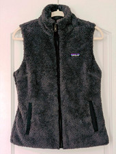 Patagonia Women's Los Gatos Charcoal Gray Sherpa Fleece Full Zip Vest Medium picture