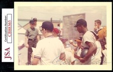 Curt Flood JSA Coa Signed 4x5 Original Spring Training Photo Autograph picture