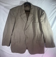 Vintage Giorgio Bertucci Men’s 100% Wool Hand Tailored Suit Tan/Brown 50/44R picture
