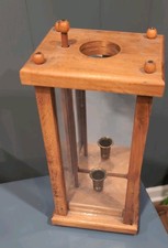 Vintage Wood Candle Lantern with Candle Lift Rustic Candle Lantern  - Wooden Rod picture