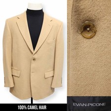 EVAN PICONE mens solid beige 10)% CAMEL HAIR sport coat jacket blazer 43 44 R picture