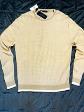 Saks Fifth Avenue Men's XL Cotton Knit Crewneck Pullover Sweater Beige/ peach  picture